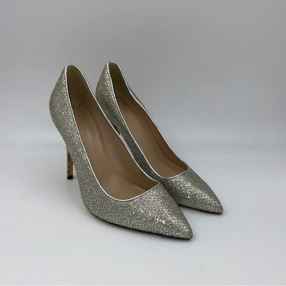 J. Crew made in Italy silver metallic pointy toe pumps heels - Picture 2 of 6